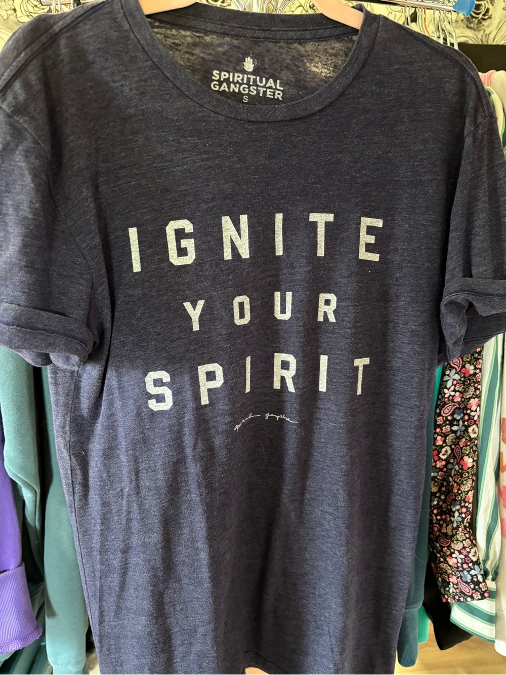Spiritual Gangster Navy 'Ignite Your Spirit' Short-Sleeve Tee
